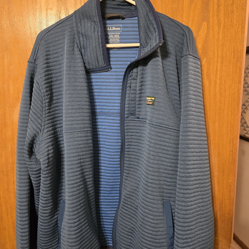 L.L. Bean Men's Ribbed Zip-Up Sweater in Navy